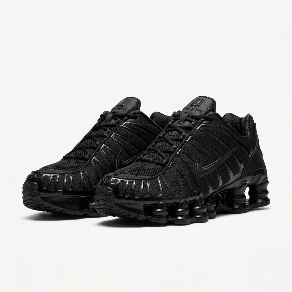 Nike Shox in Black / Metallic Chrome / Solar